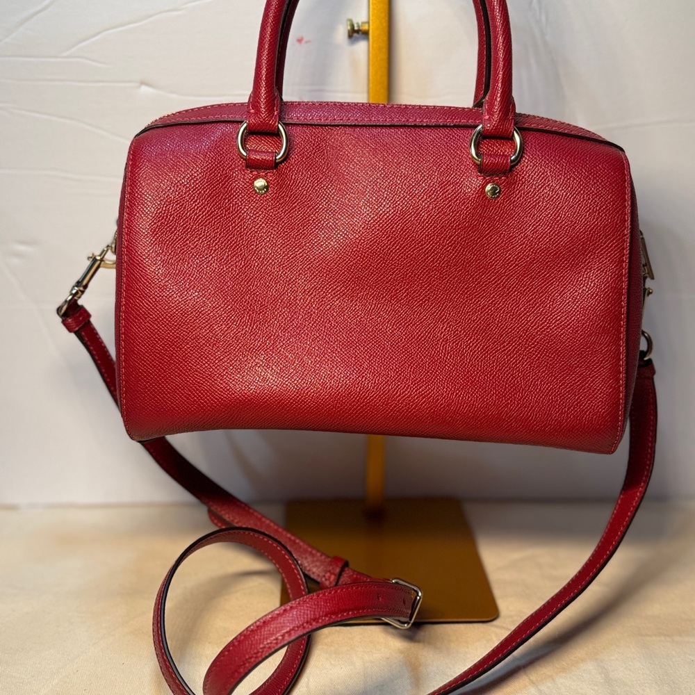 Coach Red Leather Dome Satchel with Gold Hardware Rowan 79946 with strap - Picture 2 of 14